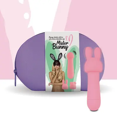 FeelzToys Mister Bunny - Міні-вібратор з двома насадками, 13.5х3.5 см, (рожевий)