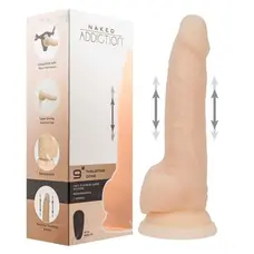Addiction Naked - 9" Thrusting Dildo with Remote - Vanilla - Реалістичний фалоімітатор з поступальними рухами, 22.8х4.5 см