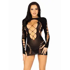 Leg Avenue Long sleeve cut out mini dress - еротична міні сукня з рукавом, S-L (чорний)