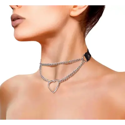 Art of Sex Paris - Чокер на шию Серце з натуральної шкіри, (чорний)