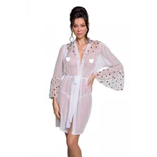 Passion Lovelia Peignoir - Романтичний пеньюар, XXL/XXXL (білий)