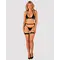 Obsessive Selinne 3-pcs set - комплект еротичної білизни з поясом для панчіх, M/L (чорний)
