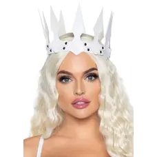 Leg Avenue-Faux leather spiked crown White - Сексуальная корона из эко-кожи (белый)