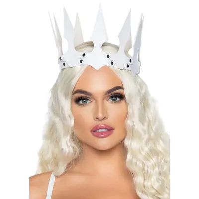 Leg Avenue-Faux leather spiked crown White - Сексуальная корона из эко-кожи (белый)