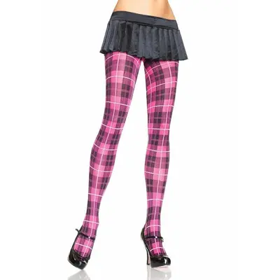 Leg Avenue - Колготки с принтом Шотландка, S-L (розовый)