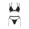 Obsessive Selinne 3-pcs set - комплект еротичної білизни з поясом для панчіх, M/L (чорний)