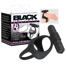 Black Velvets Cock & Ball Ring - подвійне віброкільце, 7х3.6 см (чорний)