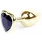 Boss Jewellery Gold Heart Plug Black - Анальна пробка із кристалом, 7х2,7 см (чорний)