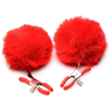 Charmed Pom Pom Nipple Clamps RED - Зажимы на соски (красный)