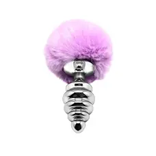 Alive Fluffly Twist Plug L - Анальна пробка з хвостом, 9х4 см (фіолетова)