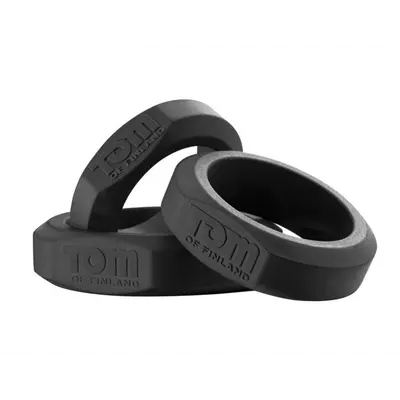 Tom of Finland 3 Piece Silicone Cock Ring Set - набор эрекционных колец, 3 шт (черный) Tom of Finland 3 Piece Silicone Cock Ring Set - набор эрекционных колец, 3 шт (черный)
