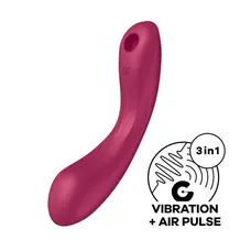 Satisfyer Curvy Trinity 1 - Вакуумный стимулятор + вибратор точки G, 17.5х3.9 см (красный)