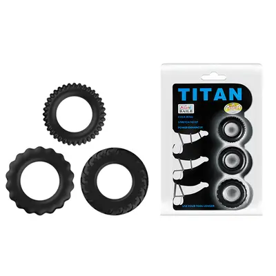 Baile Titan Cock Ring Set Blue - Ерекційні кільця, 3 шт