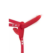 Подвійний страпон Fetish Tentation Vibrating Strap-On, 15 см