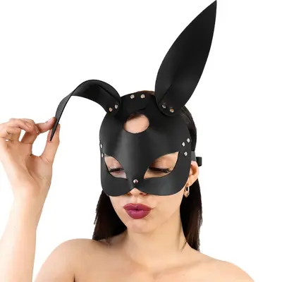 Шкіряна маска Зайчика Art of Sex - Bunny mask чорна