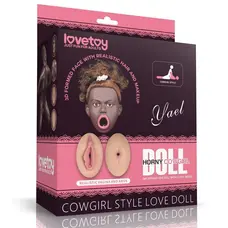 LoveToy Cowgirl Style Love Doll - надувна секс лялька з 3 отворами в позі наїзниці, 89 см (коричневий)