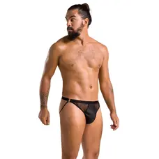 Passion - 034 SLIP OPEN LUKE black - Сексуальні чоловічі труси з сітчастими вставками та відкритою попкою, XXL/XXXL