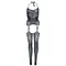 Leg Avenue-Jacquard net bodystocking Black - Сексуальный сетчатый боди, OS