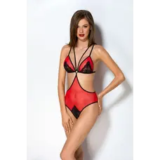 Passion Peonia Body - Еротичний боді з тюля з мереживом, XXL/XXXL (червоний з чорним)