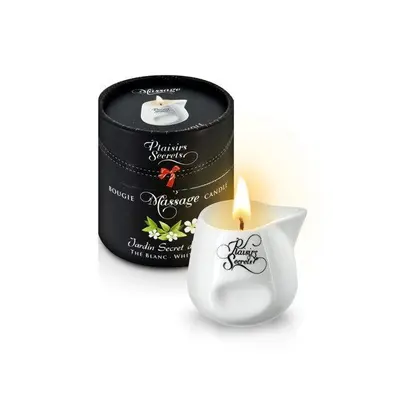 Plaisirs Secrets White Tea - Массажная свеча с ароматом белого чая в подарочной упаковке, 80 мл