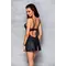 Passion Loona Chemise бебі-дол з еко-шкіри та мережива, XXL/XXXL (чорний)