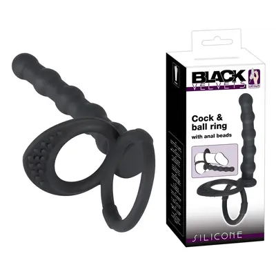 Black Velvets Cock & Ball Ring - Анальная насадка, 19 см (черная)