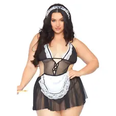 Leg Avenue-Roleplay Fantasy French Maid + Black/White - Комплект для пышной горничной, XLXXL