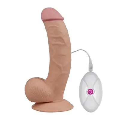 LoveToy The Ultra Soft Dude Vibrating 8.5" - Реалістичний вібратор на присосці, 20х5 см