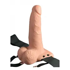 Fetish Fantasy 6 Hollow Rechargeable Strap-on with Balls - Полый вибрострапон на трусиках с пультом ДУ, 15х5 см