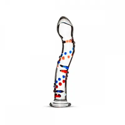Gildo Glass Dildo No. 3 скляний ділдо з вигинами та малюнком, 18.5х3.5 см