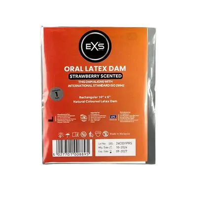 Латексна серветка для орального сексу EXS Oral Latex Dam Strawberry Scented з ароматом полуниці