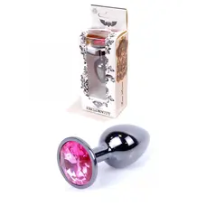 Boss Jewellery Dark Silver PLUG Pink - Анальна пробка з кристалом, 7х2.7 см (рожевий)