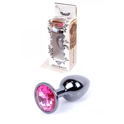 Boss Jewellery Dark Silver PLUG Pink - Анальна пробка з кристалом, 7х2.7 см (рожевий)