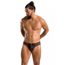 Passion - 042 SLIP TIMMY black - Сексуальні чоловічі труси з блискавкою спереду, XXL/XXXL