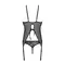 Passion Ursula Corset корсет с пажами, трусики с ажурным декором и открытым шагом, S/M (чёрный)