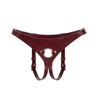 Кожаные трусы для страпона Liebe Seele Wine Red Strap on Harness