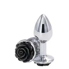 Ns Novelties Rose Buttplug S - Анальная пробка, 6,35х2,7 см, (серебристая с черным)