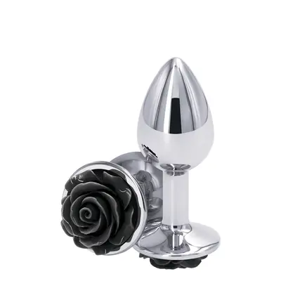 Ns Novelties Rose Buttplug S - Анальная пробка, 6,35х2,7 см, (серебристая с черным)