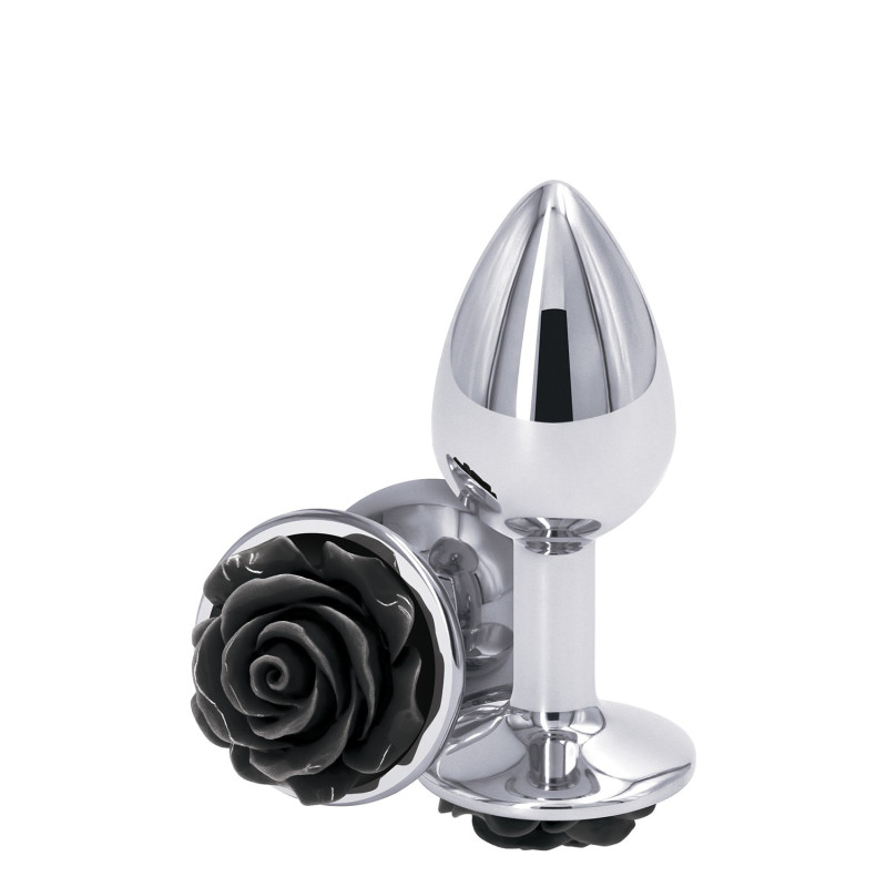 Ns Novelties Rose Buttplug S - Анальная пробка, 6,35х2,7 см, (серебристая с черным)