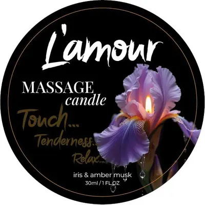 Масажна свічка L'amour Massage Candle Iris & Amber Musk, 30 мл (ириси та мускус)