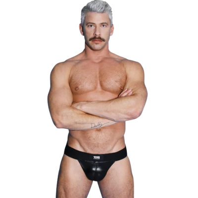 Tom of Finland Leather Jock Strap - Трусы мужские, M/L (чёрный)