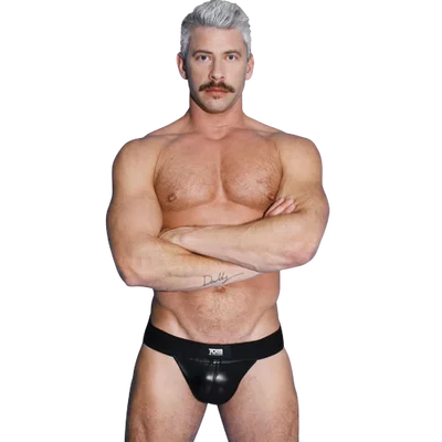 Tom of Finland Leather Jock Strap - Трусы мужские, M/L (чёрный)
