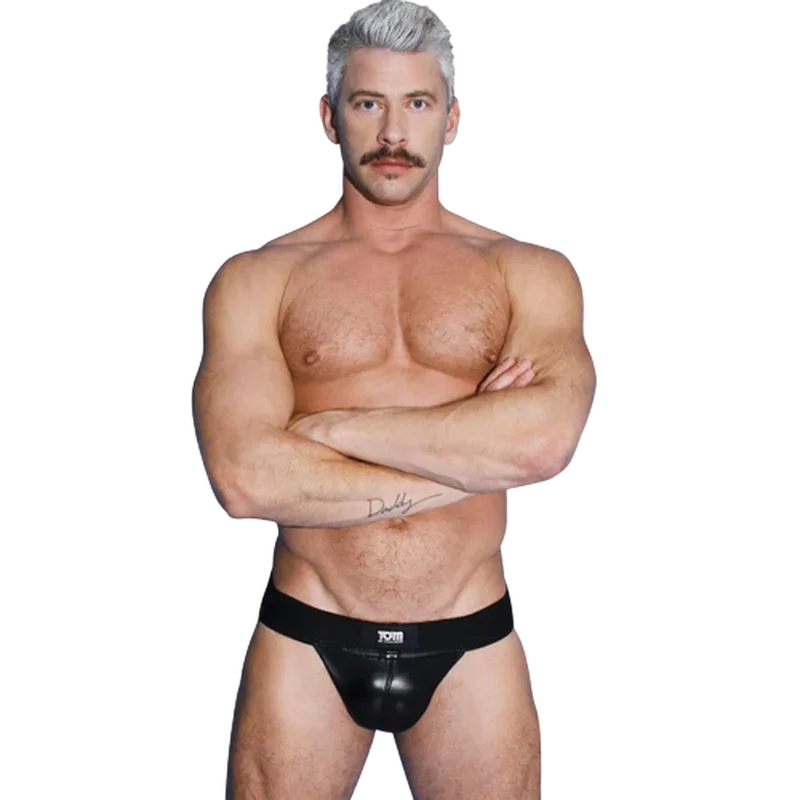 Tom of Finland Leather Jock Strap - Трусы мужские, M/L (чёрный)
