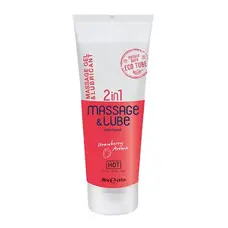 HOT Massage & Glide Gel 2in1 Strawberry - 2в1 лубрикант на водной основе и массажный гель с ароматом клубники, 200 мл