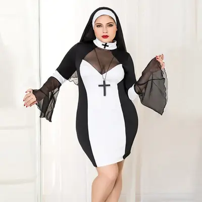 JSY P71109 Plus Size - Еротичний костюм черниці, LXL