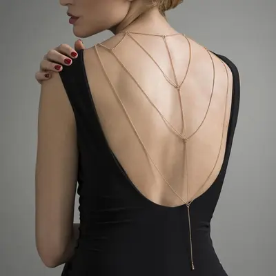 Bijoux Indiscrets Magnifique Back and Cleavage Chain - Ланцюжок для спини, (золотистий)