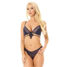 SoftLine Camila - Комплект эротического белья: бюстгальтер и стринги, M/L (синий)