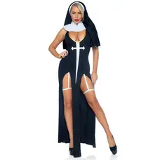 Leg Avenue-Sultry Sinner Black/White - Сексуальний костюм черниці, L
