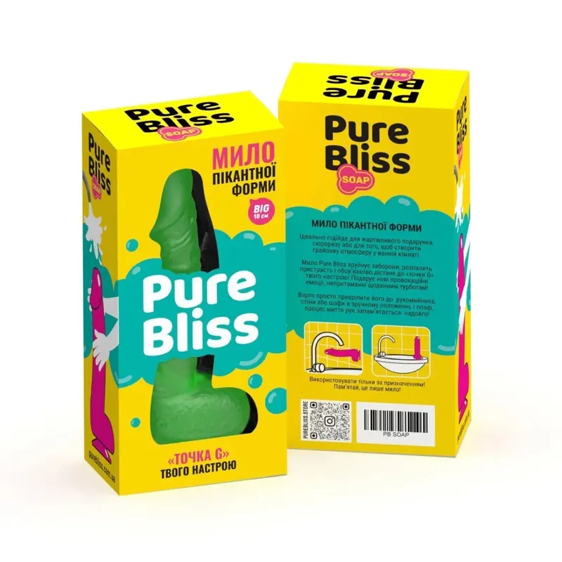 Pure Bliss Big - Крафтовое мыло-член с присоской, 18х4.2 см (зелёный) Pure Bliss Big - Крафтовое мыло-член с присоской, 18х4.2 см (зелёный)