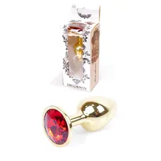 Boss Jewellery Gold Plug Red - Анальна пробка з червоним кристалом, 7х2.7 см (червоний)